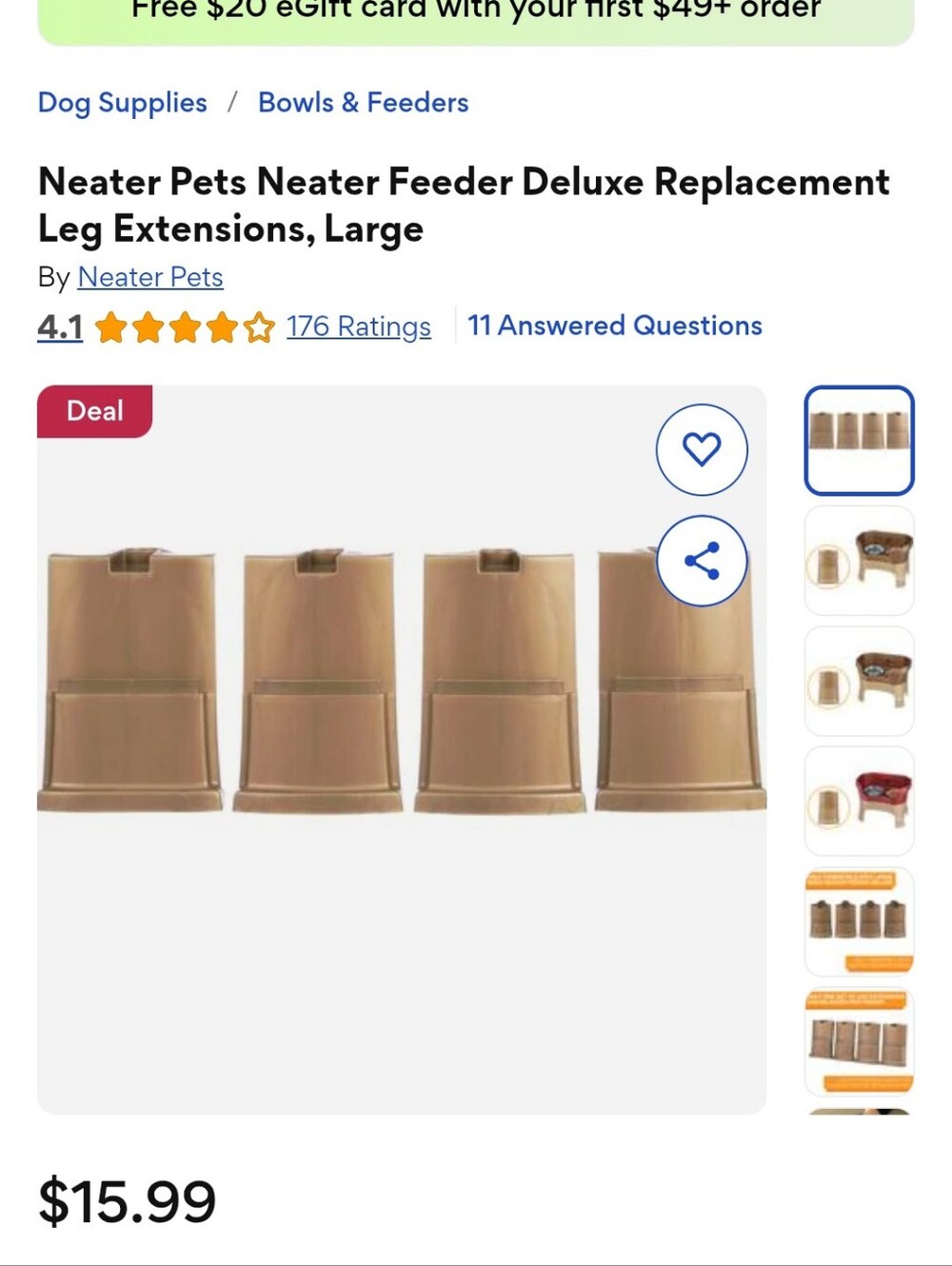 Neater Feeder Deluxe Leg Extensions, Large